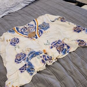 Floral Z&L Europe V-Neck Ruffle Swim Coverup New With Tags!